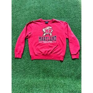 VTG Campus Heritage Sweatshirt Mens Large Red Maryland Terrapins‎ Fleece Lined